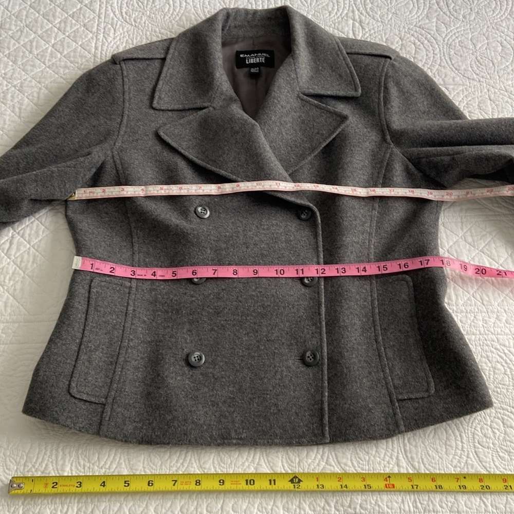 Emanuel Ungaro Tweed Wool Pea Coat Gray 10 or M - Picture 11 of 16